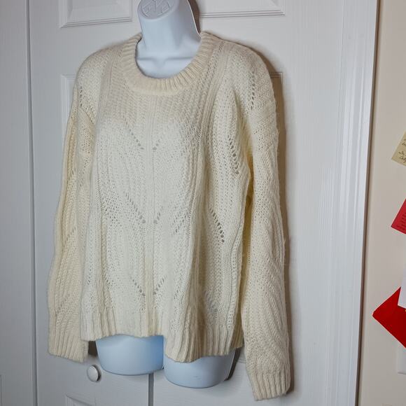 Madewell Charley Ivory White Cable Knit Wool / Alpaca Blend Sweater NWOT - Picture 5 of 8